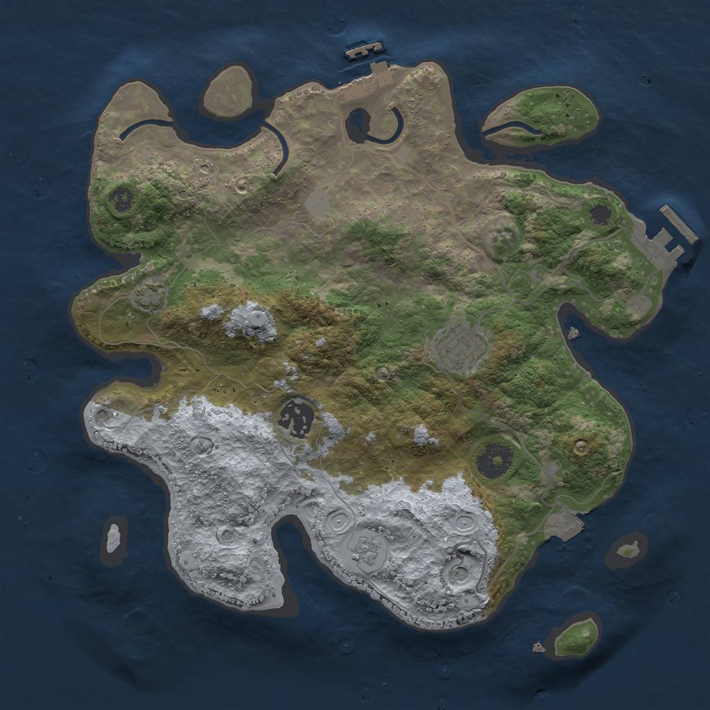 Rust Map: Procedural Map, Size: 3000, Seed: 505152020, 10 Monuments