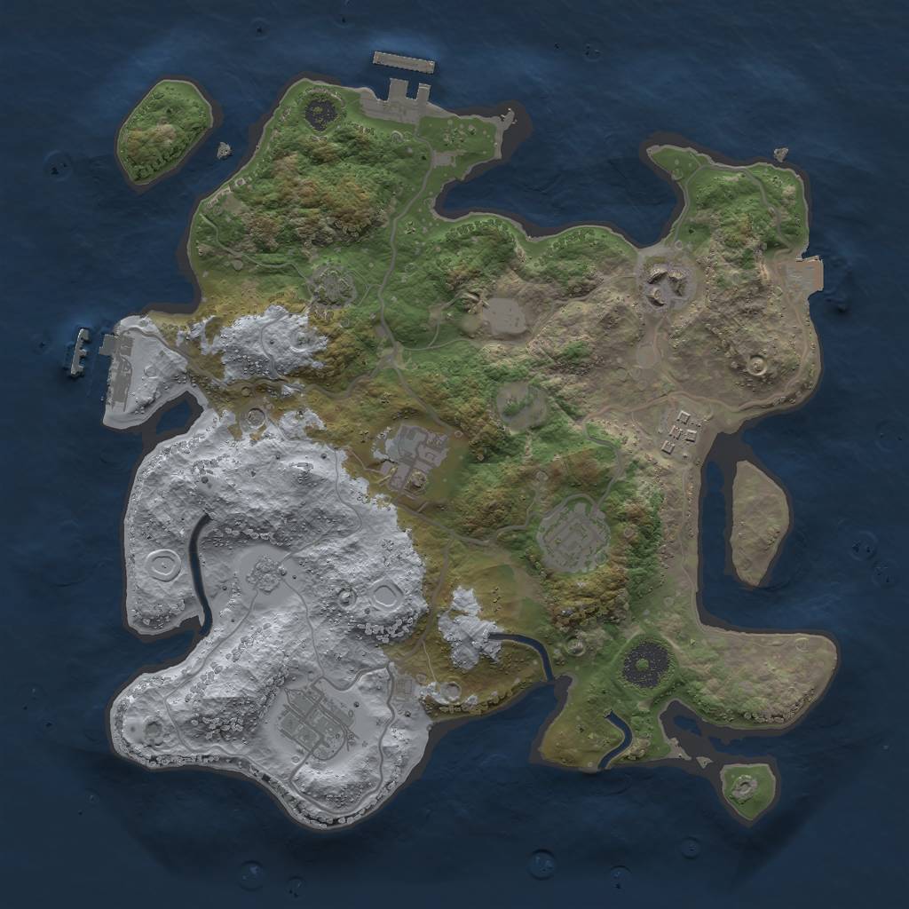 Rust Map: Procedural Map, Size: 3000, Seed: 728397180, 13 Monuments