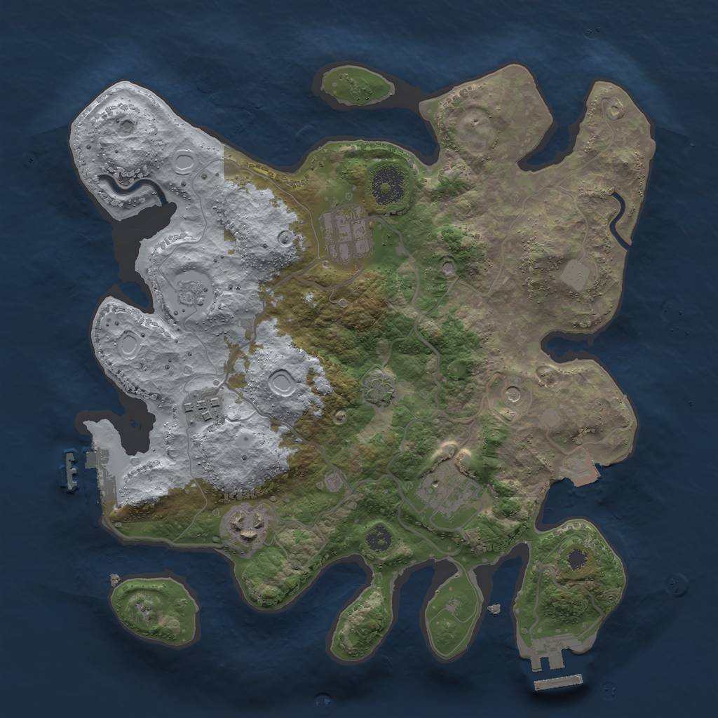 Rust Map: Procedural Map, Size: 3000, Seed: 1168726626, 12 Monuments