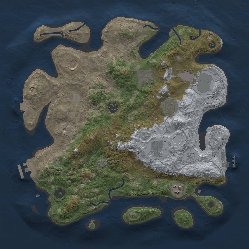 Rust Map: Procedural Map, Size: 3500, Seed: 1536, 15 Monuments