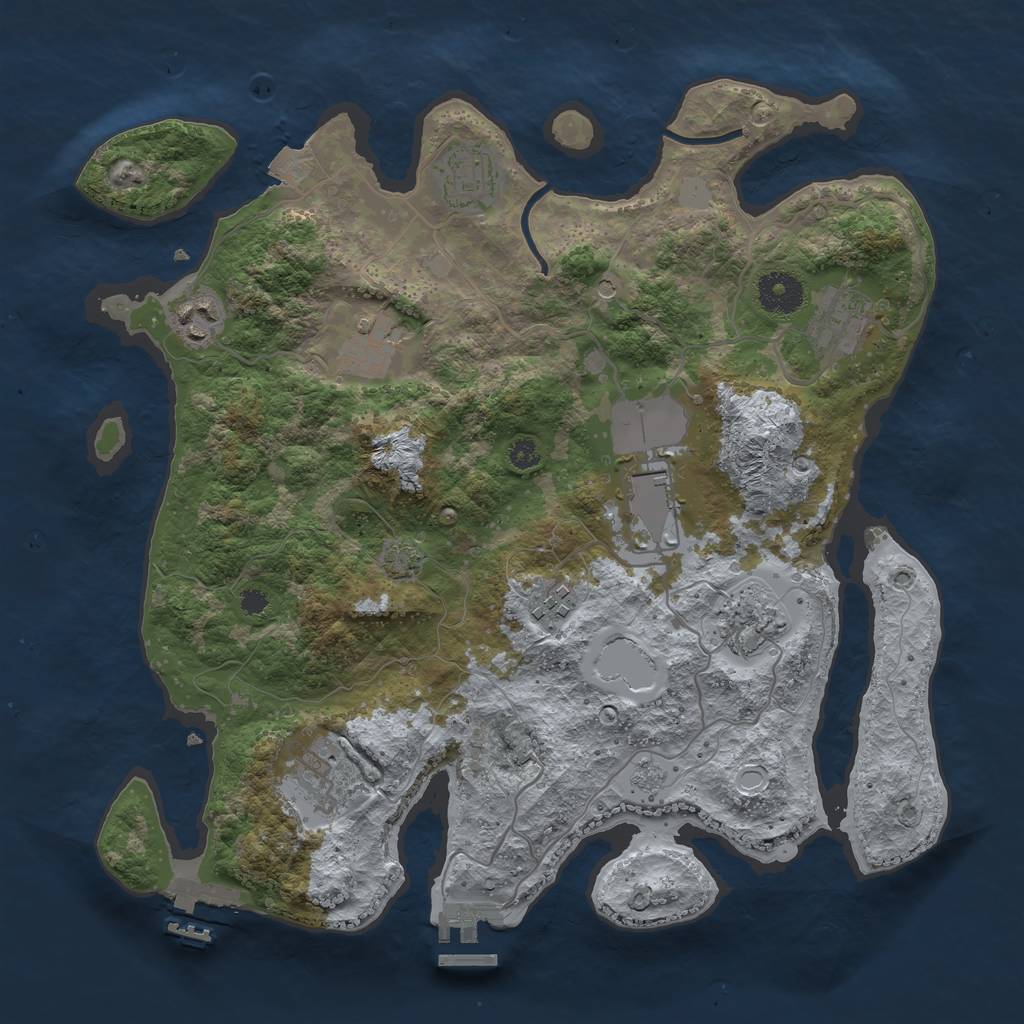 Rust Map: Procedural Map, Size: 3500, Seed: 1720871304, 16 Monuments