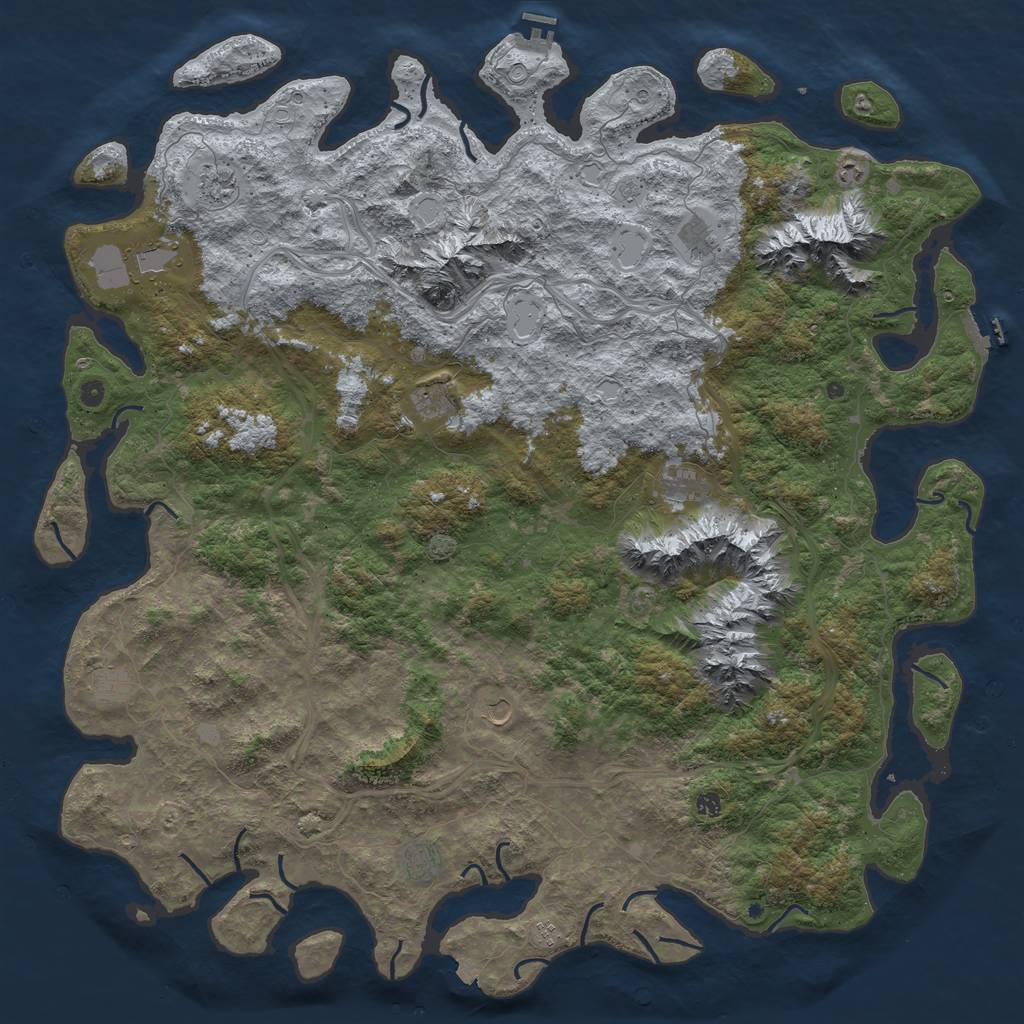 Rust Map: Procedural Map, Size: 6000, Seed: 153048469, 19 Monuments