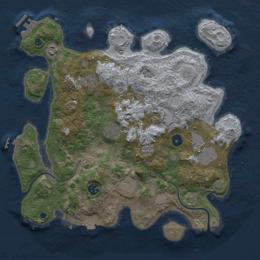Rust Map: Procedural Map, Size: 3500, Seed: 951547244, 14 Monuments