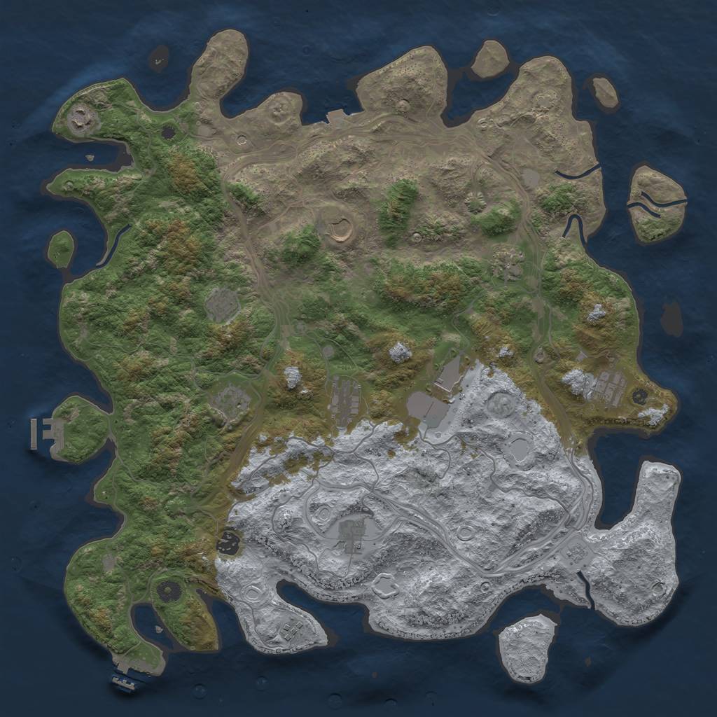 Rust Map: Procedural Map, Size: 4655, Seed: 77, 19 Monuments