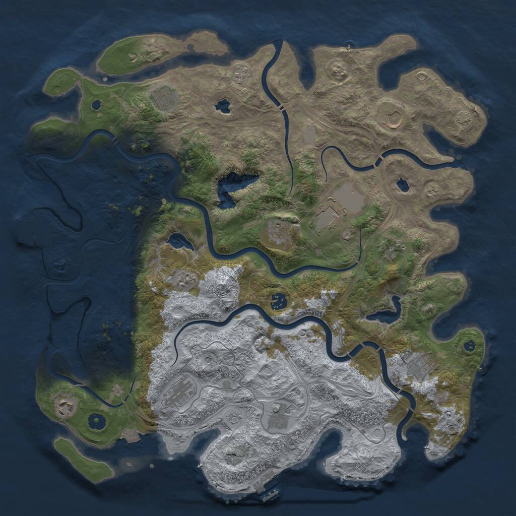 Rust Map: Procedural Map, Size: 4500, Seed: 1229157824, 17 Monuments