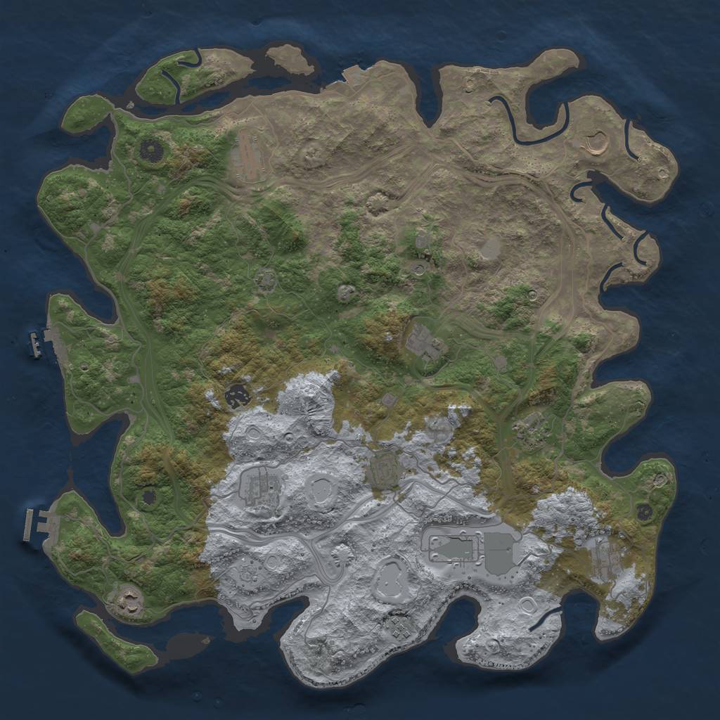 Rust Map: Procedural Map, Size: 4500, Seed: 1229157824, 19 Monuments