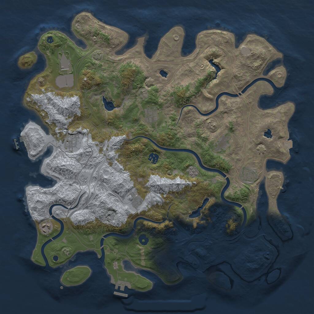 Rust Map: Procedural Map, Size: 4550, Seed: 55456237, 15 Monuments