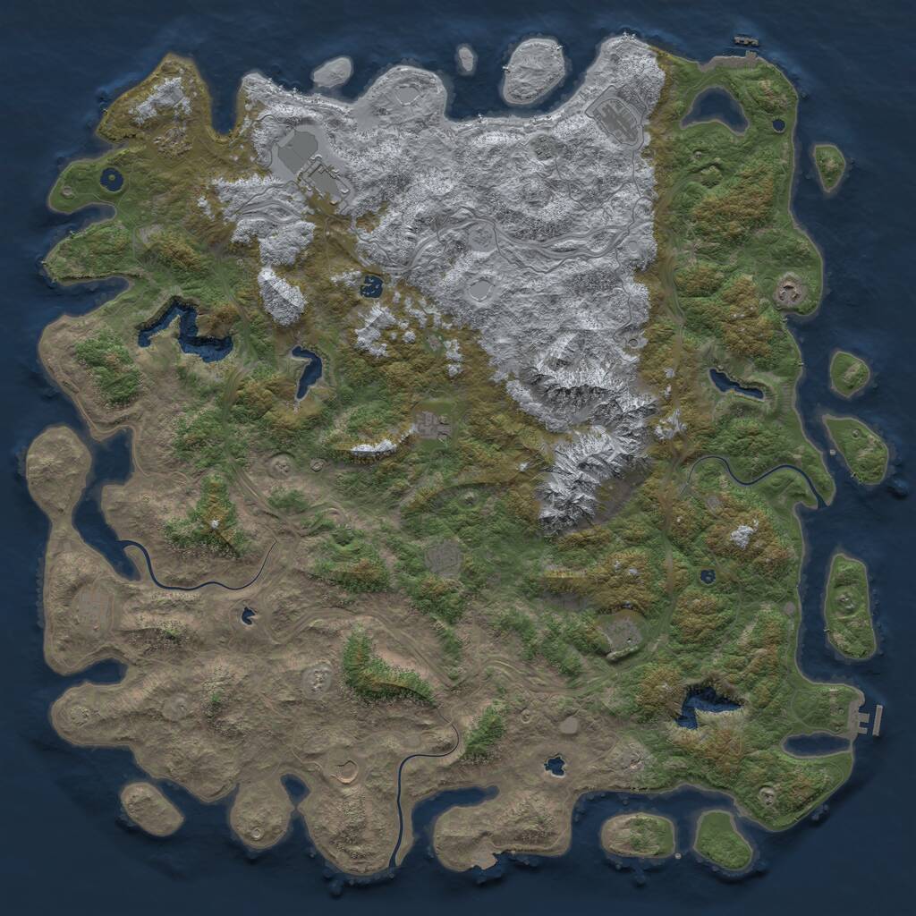 Rust Map: Procedural Map, Size: 6000, Seed: 28935649, 17 Monuments