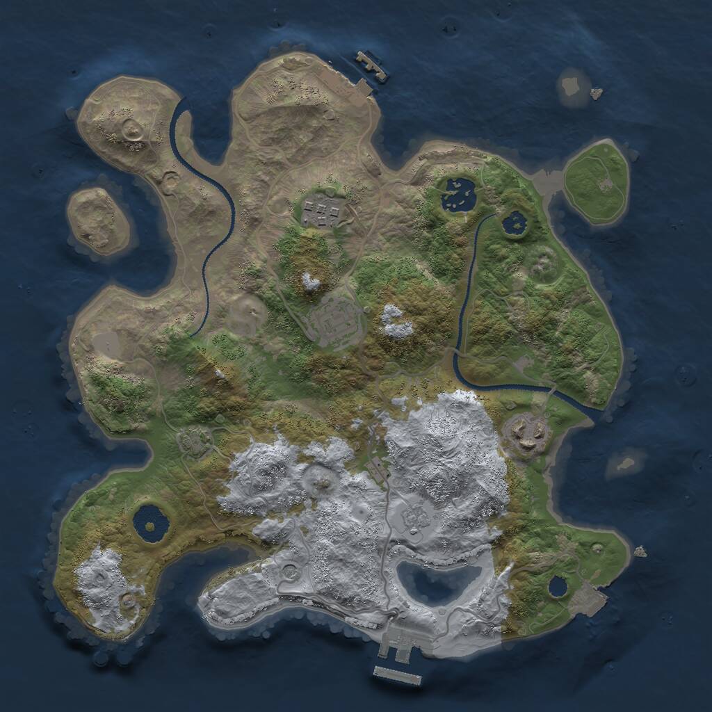 Rust Map: Procedural Map, Size: 3000, Seed: 28126, 10 Monuments