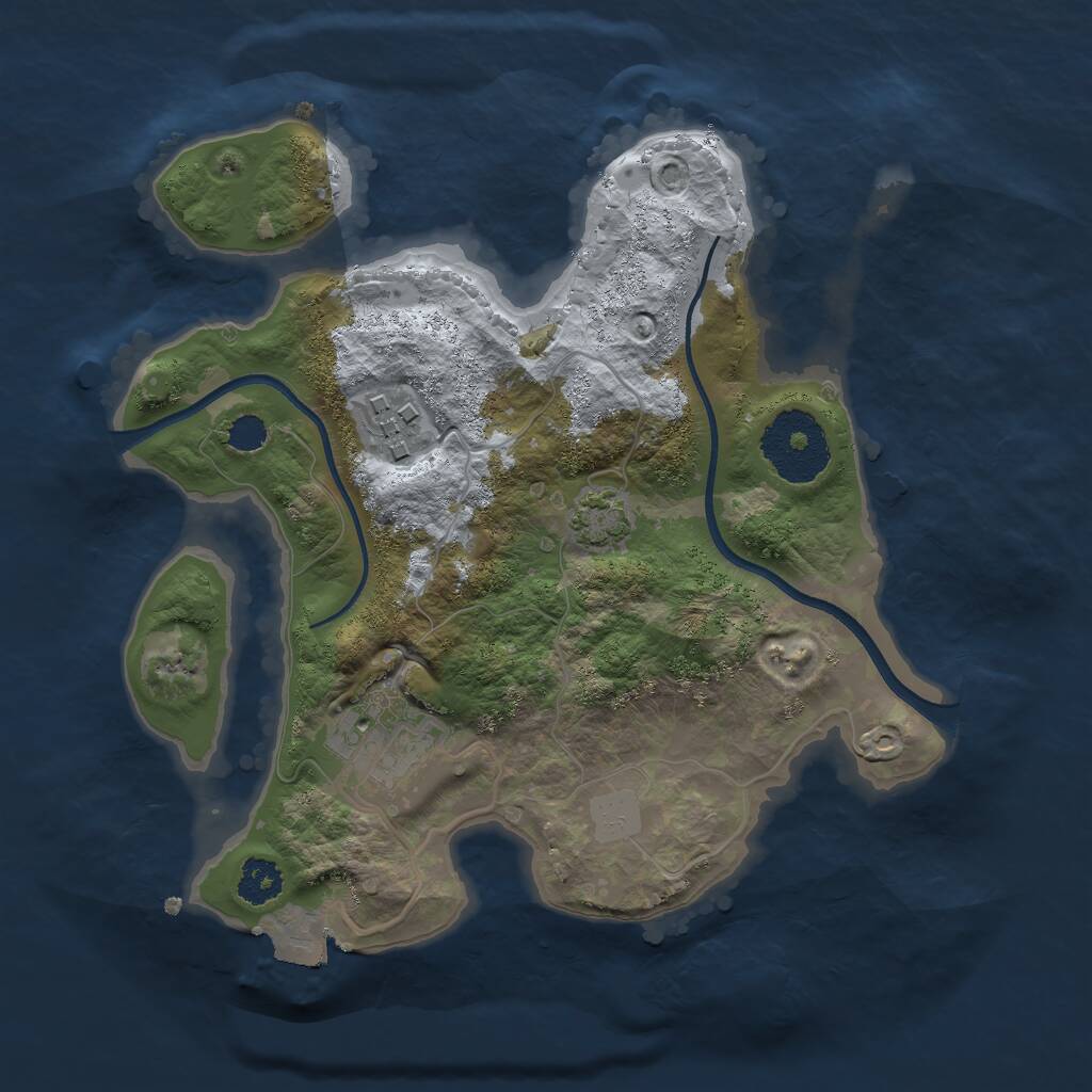 Rust Map: Procedural Map, Size: 2400, Seed: 648272, 4 Monuments