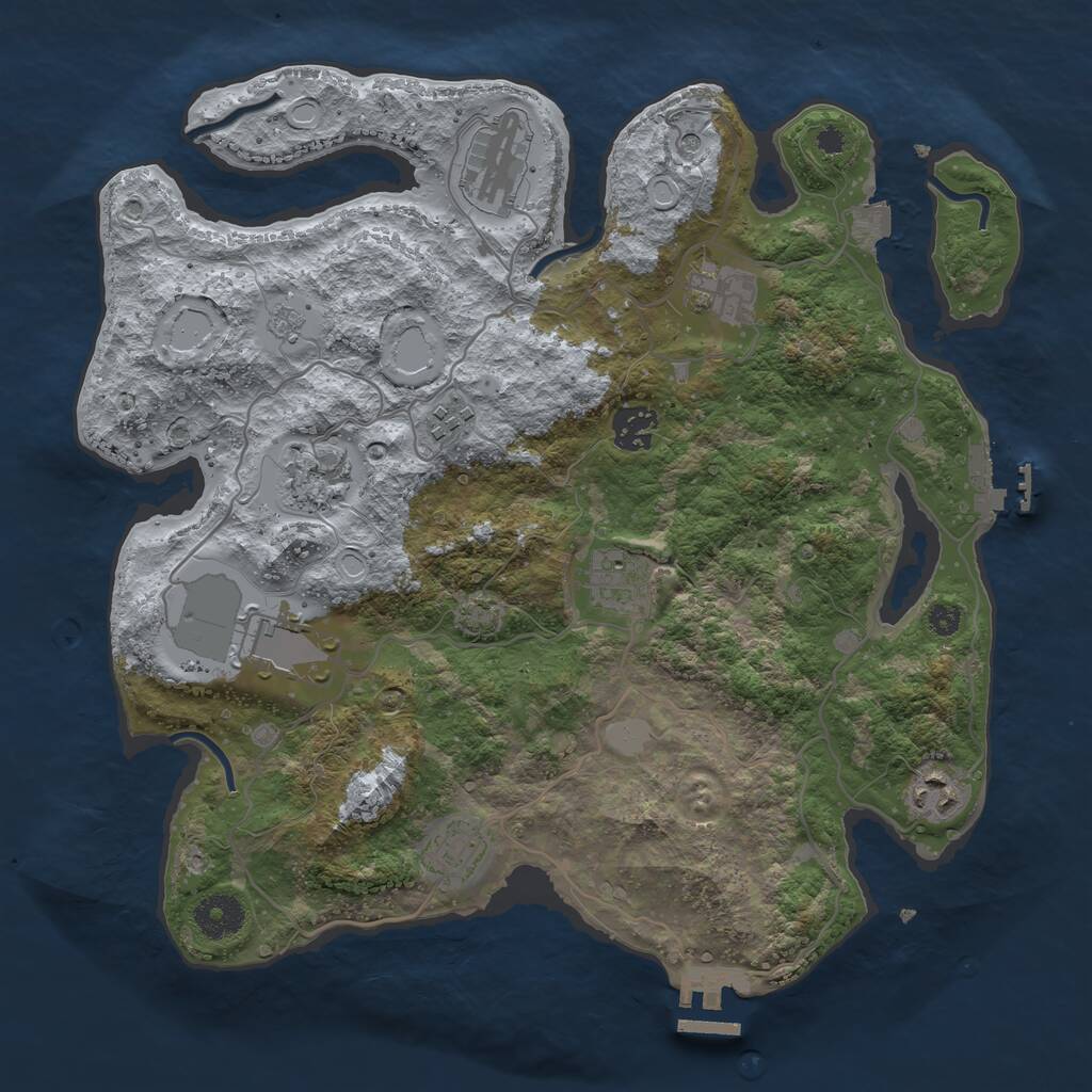 Rust Map: Procedural Map, Size: 3500, Seed: 656131573, 15 Monuments