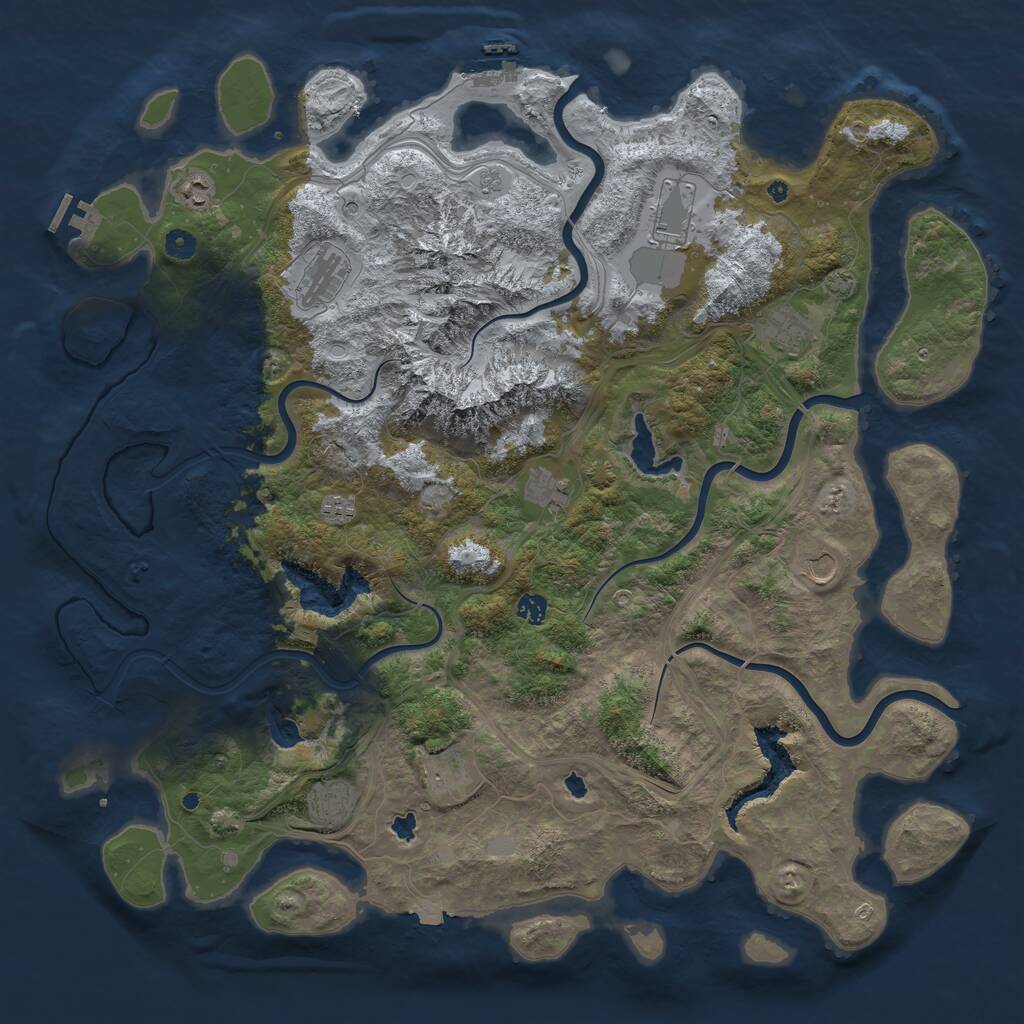 Rust Map: Procedural Map, Size: 5000, Seed: 1690723249, 16 Monuments