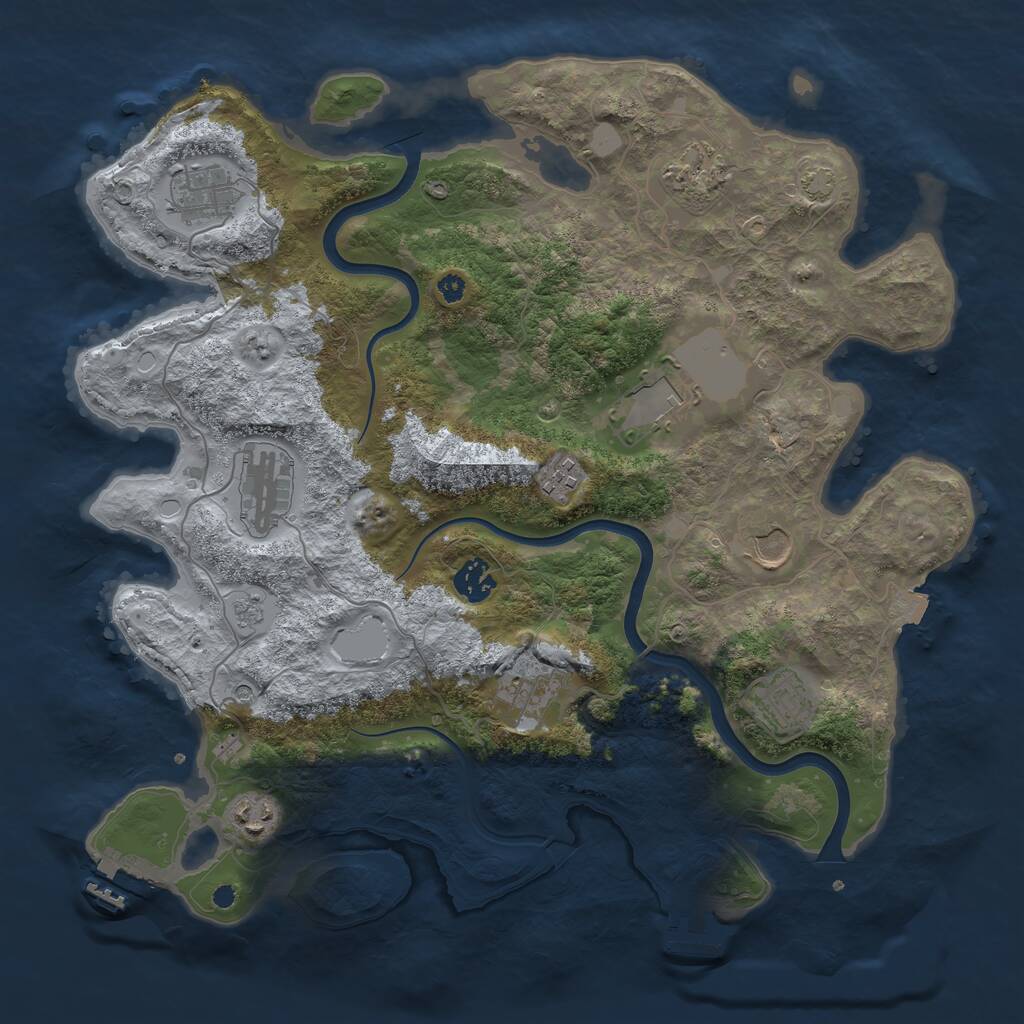Rust Map: Procedural Map, Size: 3750, Seed: 1144481588, 16 Monuments