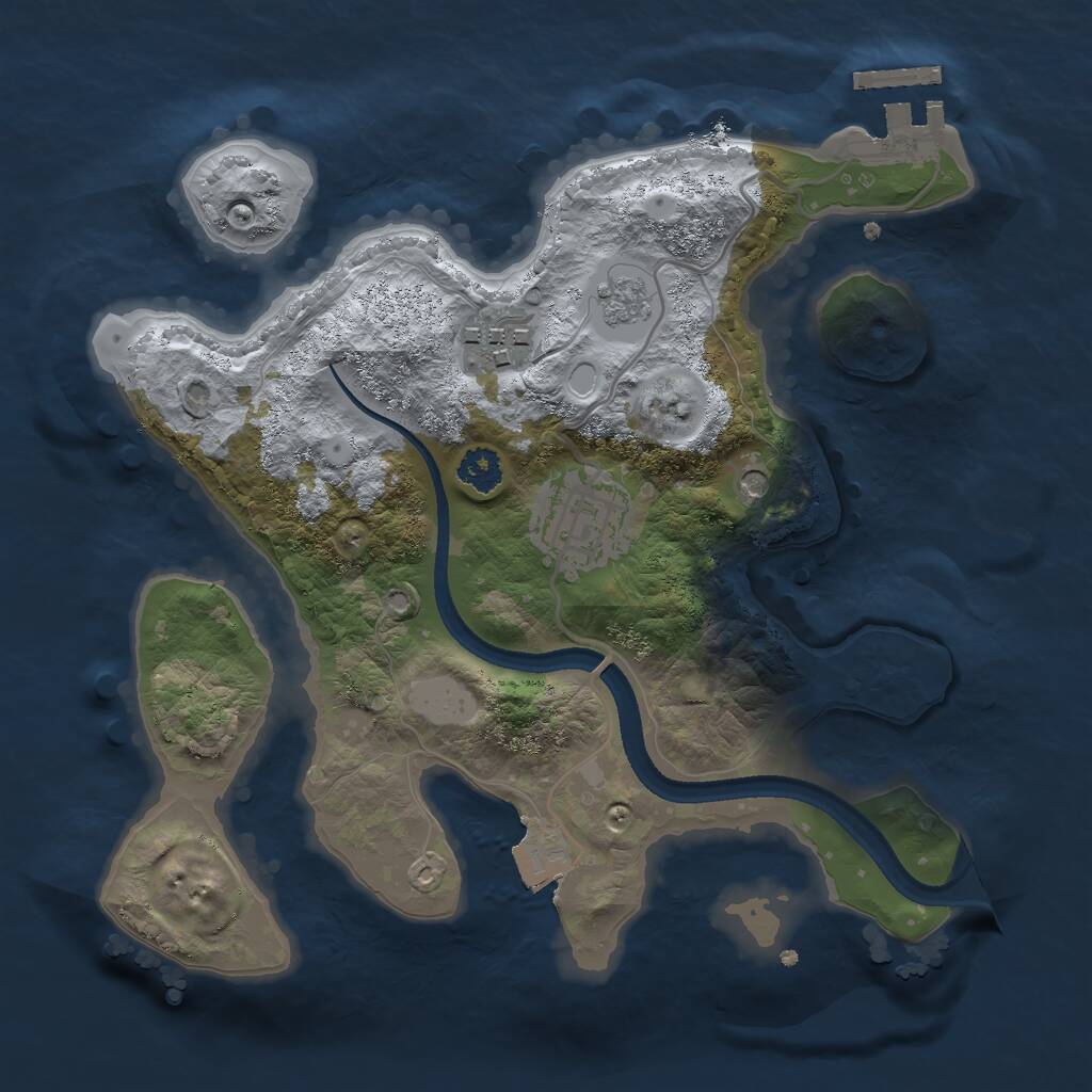 Rust Map: Procedural Map, Size: 2500, Seed: 338280978, 6 Monuments