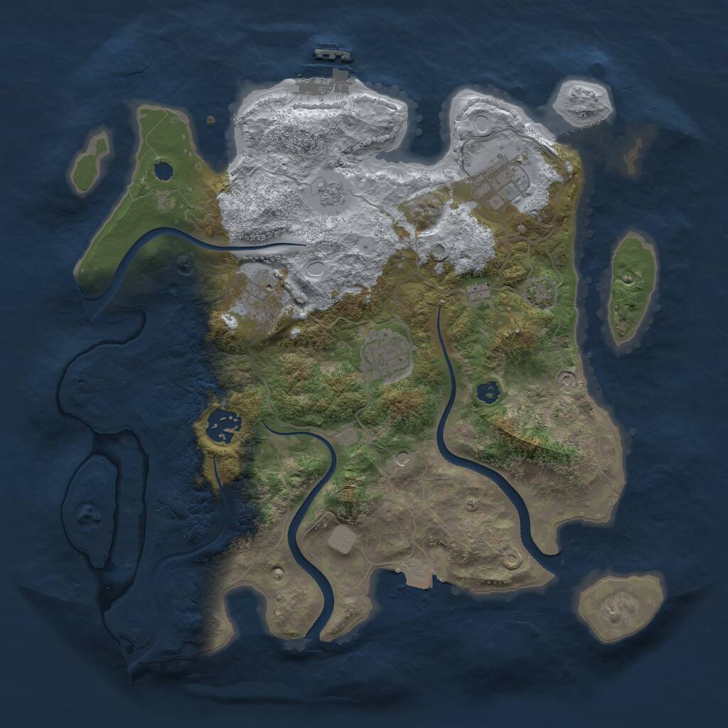 Rust Map: Procedural Map, Size: 3200, Seed: 648272, 9 Monuments