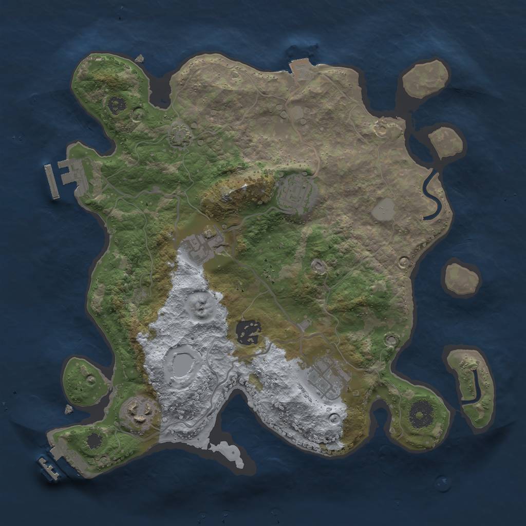 Rust Map: Procedural Map, Size: 3000, Seed: 504178872, 11 Monuments