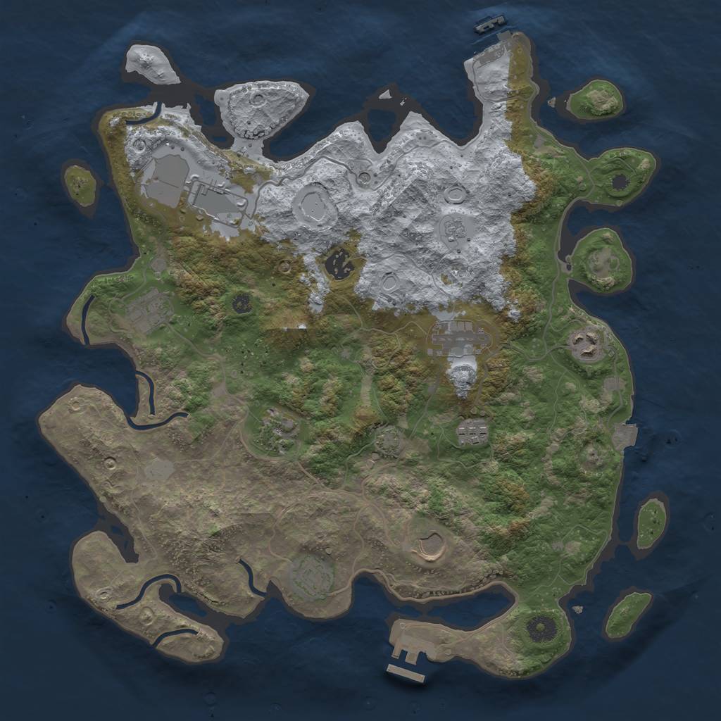 Rust Map: Procedural Map, Size: 3800, Seed: 866336104, 17 Monuments