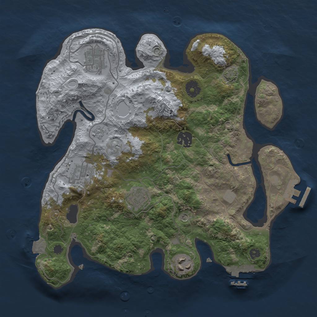 Rust Map: Procedural Map, Size: 3000, Seed: 52996, 13 Monuments