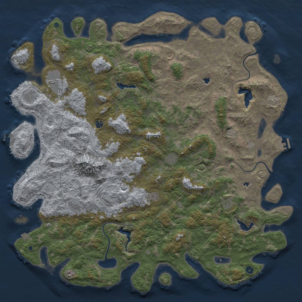 Rust Map: Procedural Map, Size: 6000, Seed: 64832, 17 Monuments