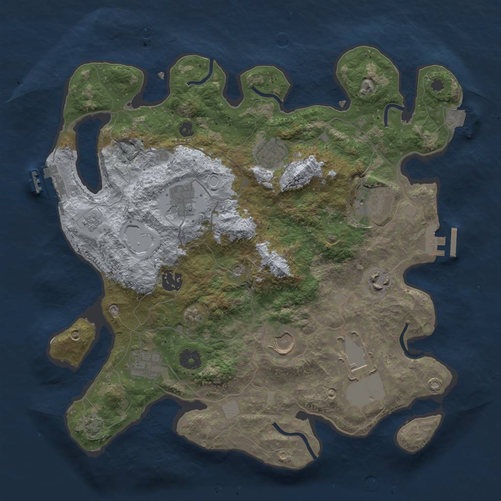 Rust Map: Procedural Map, Size: 3500, Seed: 298243533, 16 Monuments