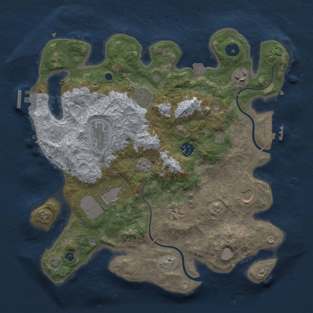 Rust Map: Procedural Map, Size: 3500, Seed: 298243533, 14 Monuments