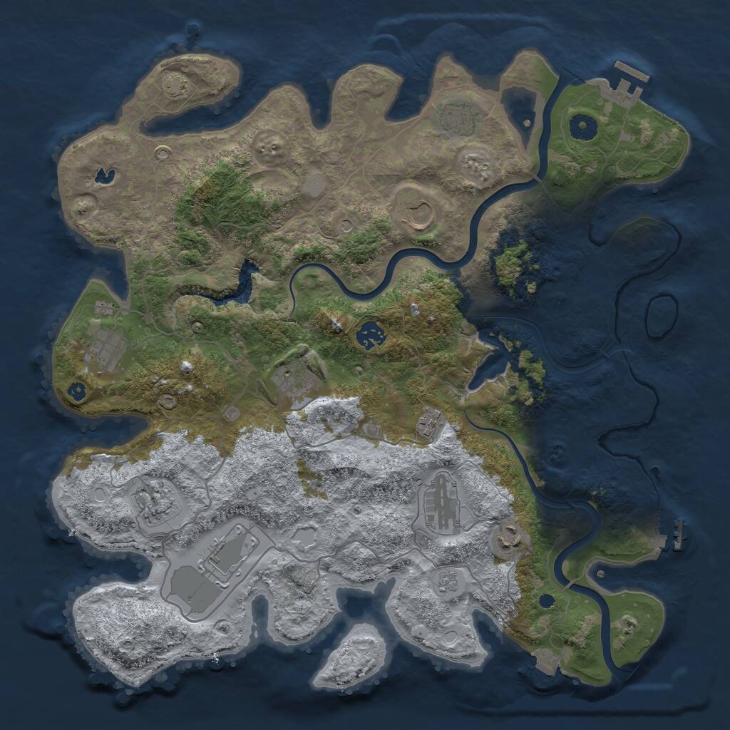 Rust Map: Procedural Map, Size: 4000, Seed: 640573640, 16 Monuments