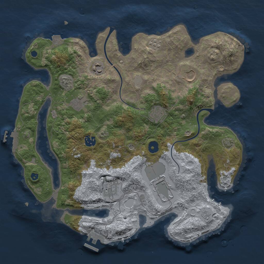Rust Map: Procedural Map, Size: 3500, Seed: 639192, 14 Monuments