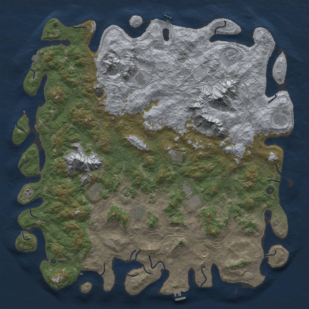 Rust Map: Procedural Map, Size: 6000, Seed: 12282018, 19 Monuments