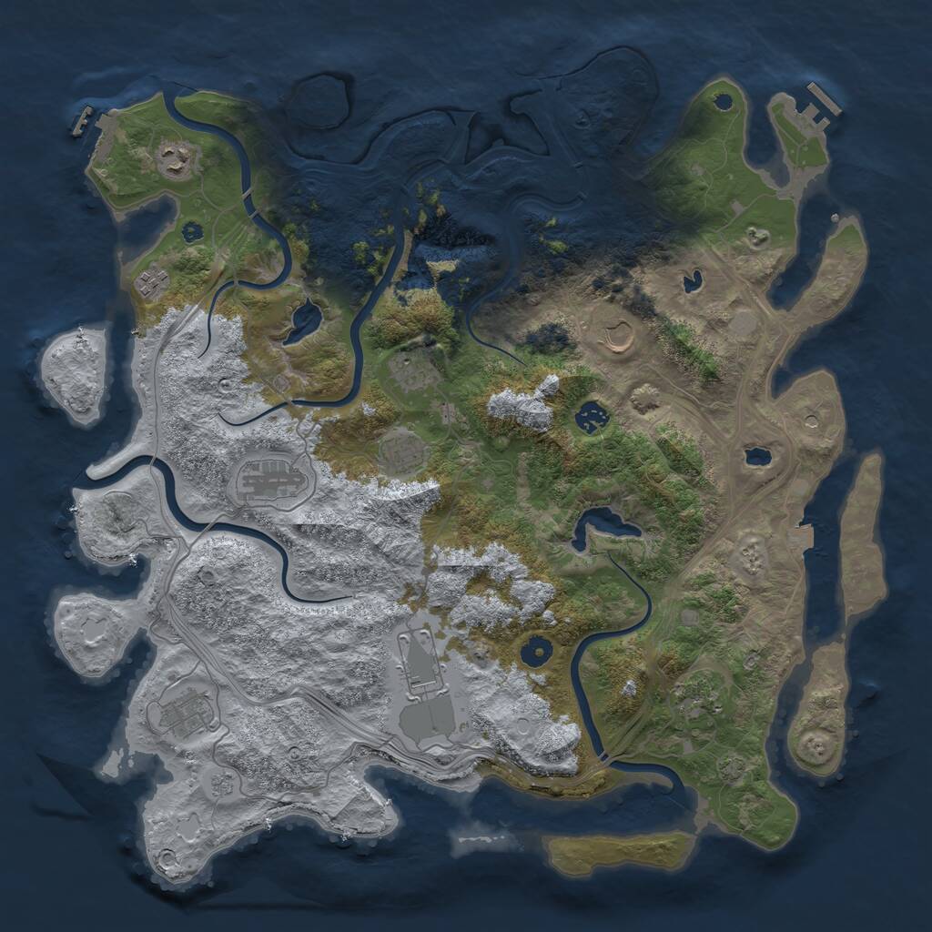 Rust Map: Procedural Map, Size: 4500, Seed: 986452394, 16 Monuments