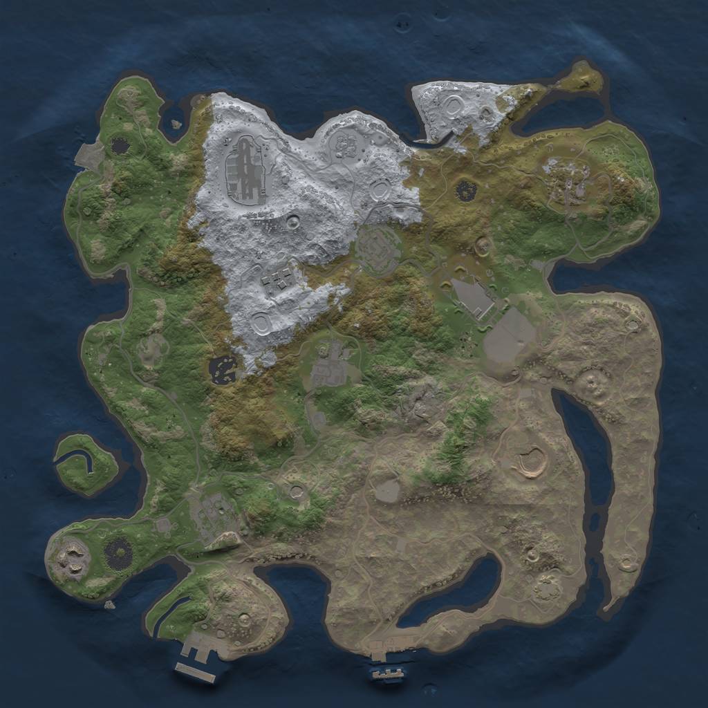 Rust Map: Procedural Map, Size: 3500, Seed: 1942162551, 18 Monuments