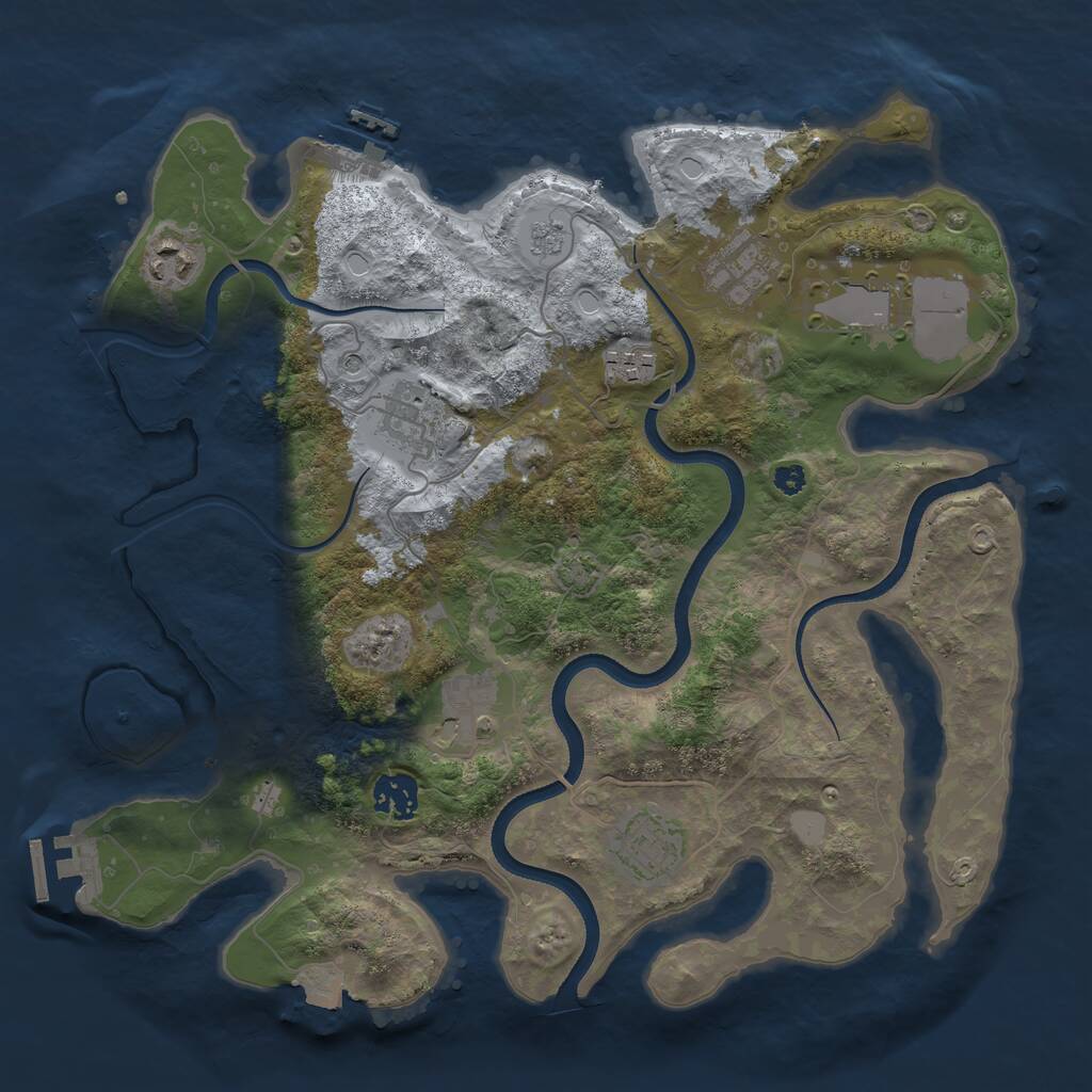 Rust Map: Procedural Map, Size: 3500, Seed: 1942162551, 14 Monuments