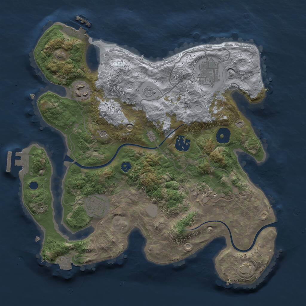 Rust Map: Procedural Map, Size: 3000, Seed: 2028663961, 11 Monuments