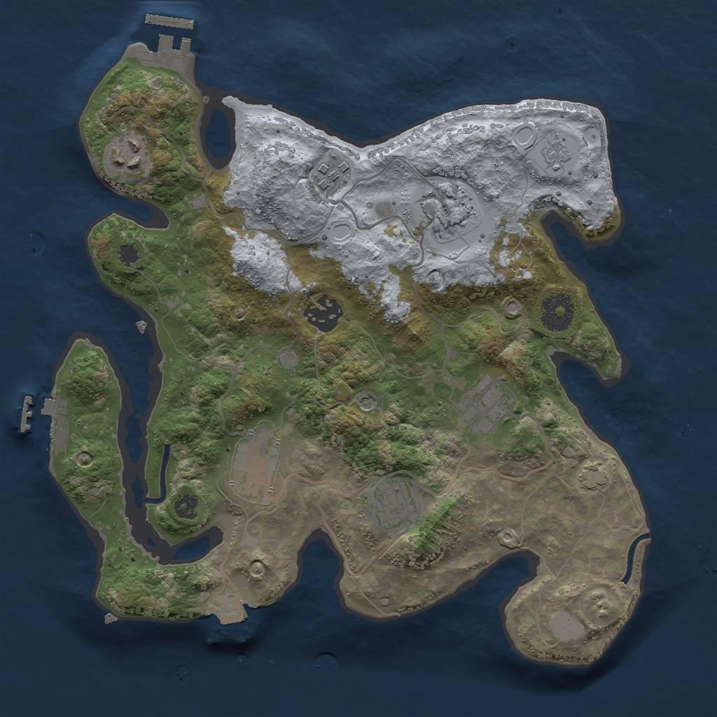 Rust Map: Procedural Map, Size: 3000, Seed: 2028663961, 15 Monuments