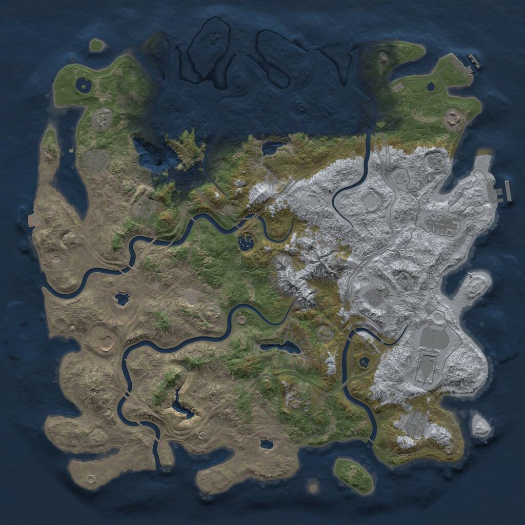 Rust Map: Procedural Map, Size: 5000, Seed: 86147143, 17 Monuments