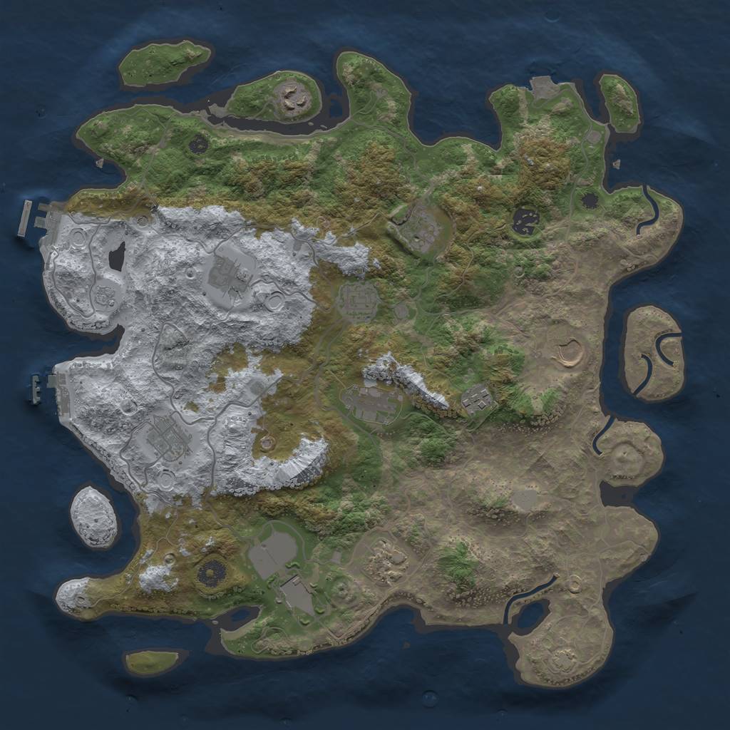 Rust Map: Procedural Map, Size: 4000, Seed: 56723, 19 Monuments