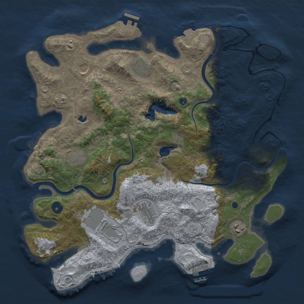 Rust Map: Procedural Map, Size: 4000, Seed: 1360922773, 12 Monuments