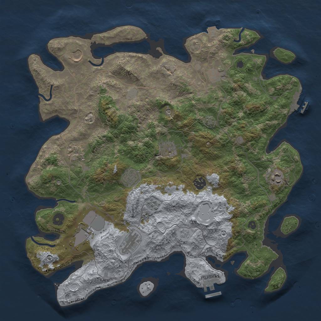 Rust Map: Procedural Map, Size: 4000, Seed: 1360922773, 18 Monuments