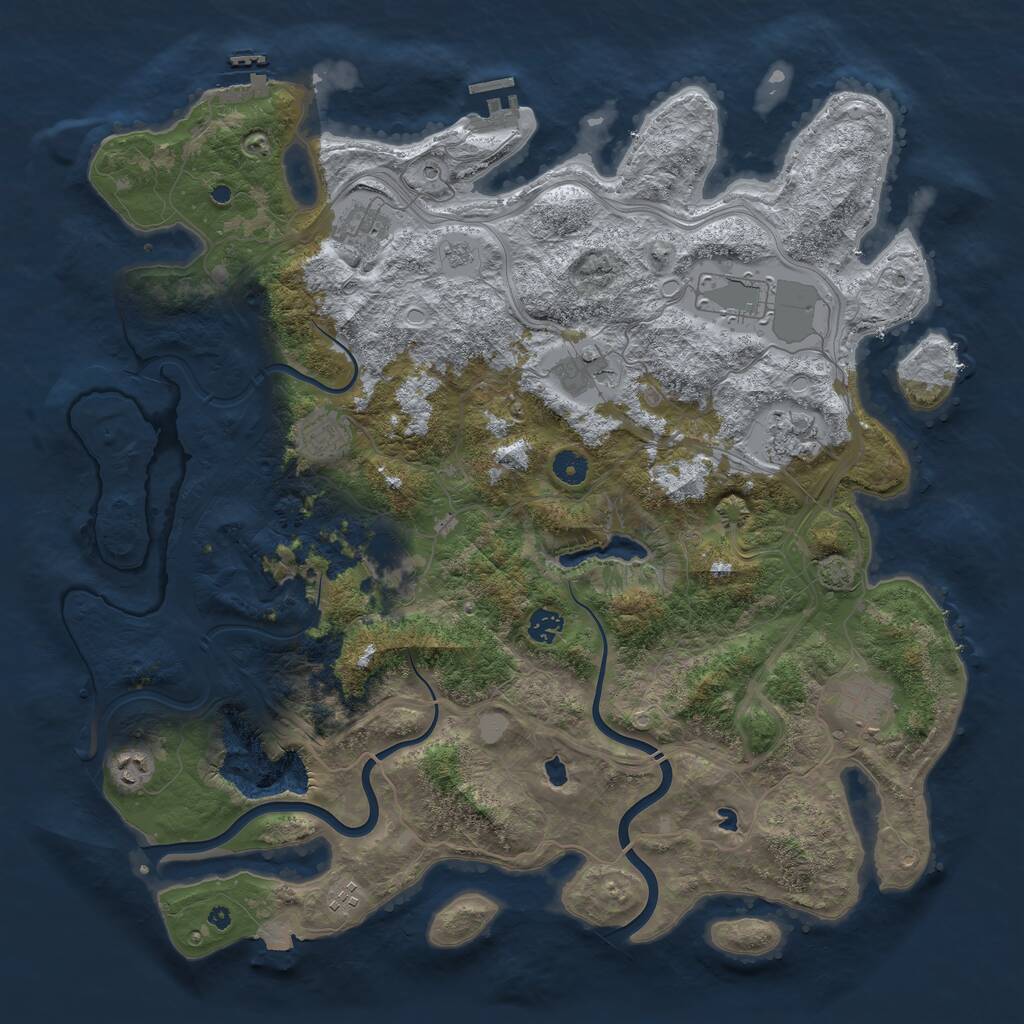 Rust Map: Procedural Map, Size: 4500, Seed: 648409660, 16 Monuments