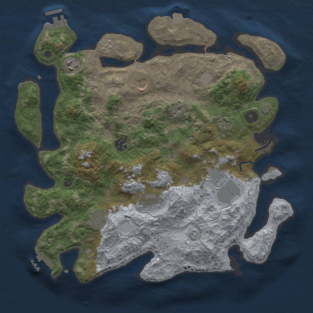 Rust Map: Procedural Map, Size: 3700, Seed: 7331, 16 Monuments