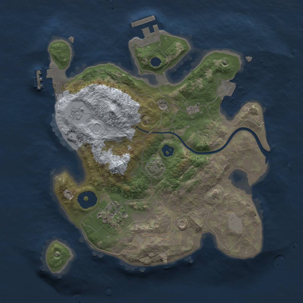 Rust Map: Procedural Map, Size: 2500, Seed: 1025400611, 7 Monuments