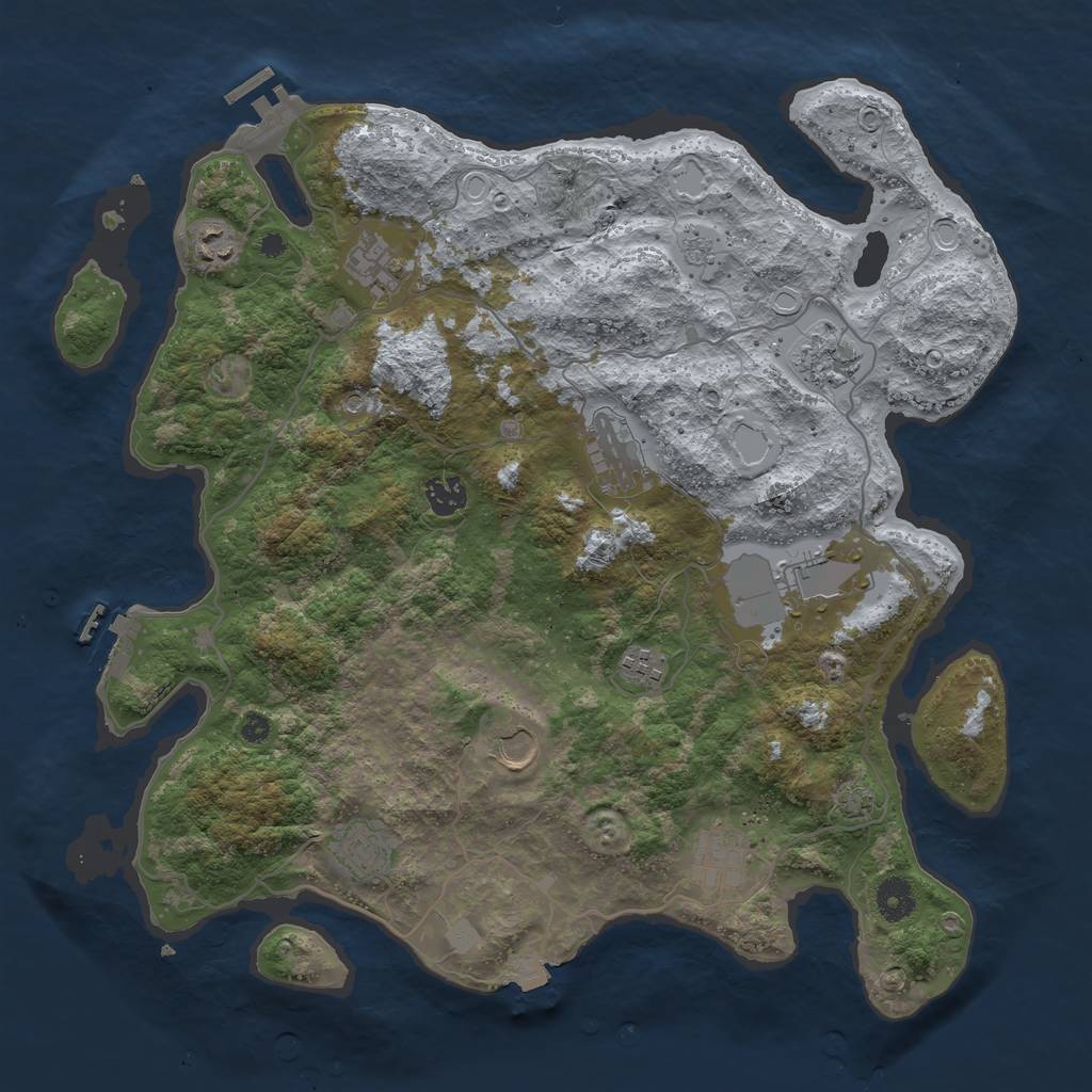 Rust Map: Procedural Map, Size: 4000, Seed: 614342039, 18 Monuments