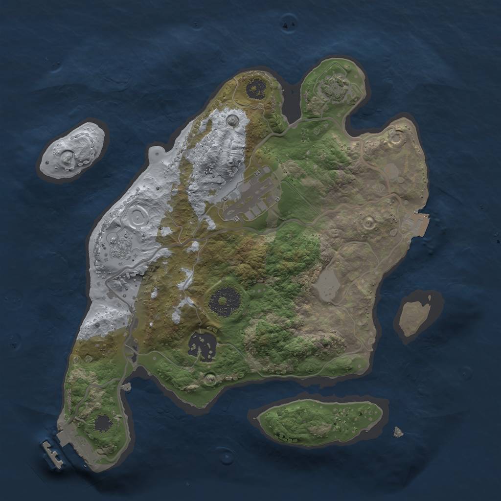 Rust Map: Procedural Map, Size: 2500, Seed: 521926010, 8 Monuments