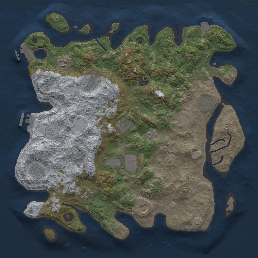 Rust Map: Procedural Map, Size: 4000, Seed: 857892306, 19 Monuments