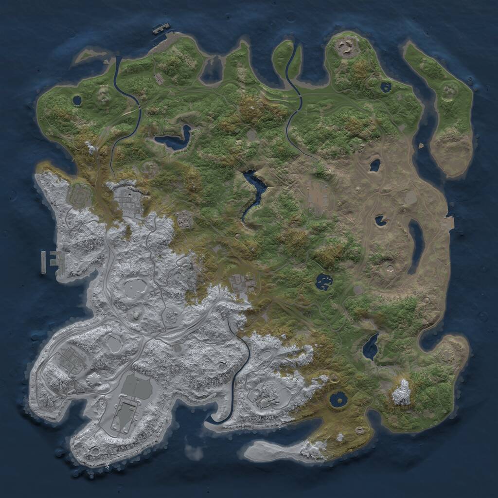 Rust Map: Procedural Map, Size: 4500, Seed: 1723139195, 16 Monuments