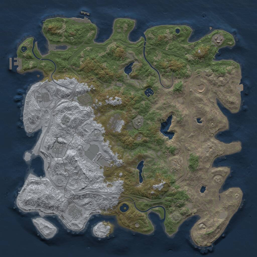 Rust Map: Procedural Map, Size: 4500, Seed: 734470458, 17 Monuments