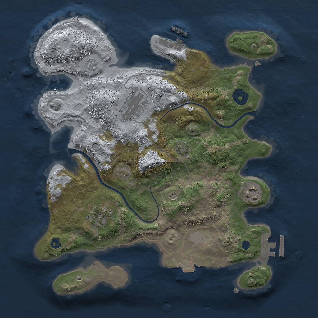 Rust Map: Procedural Map, Size: 3000, Seed: 7574, 9 Monuments