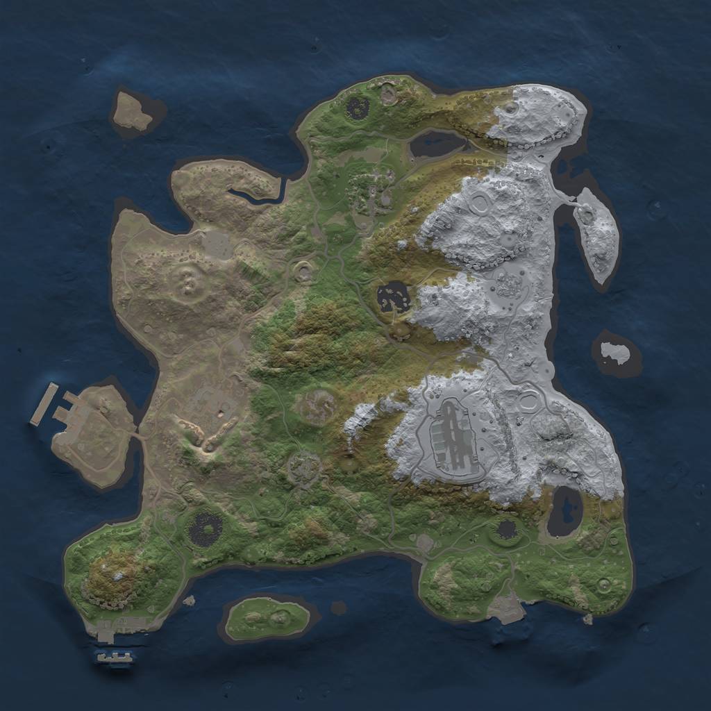 Rust Map: Procedural Map, Size: 3125, Seed: 55634321, 11 Monuments