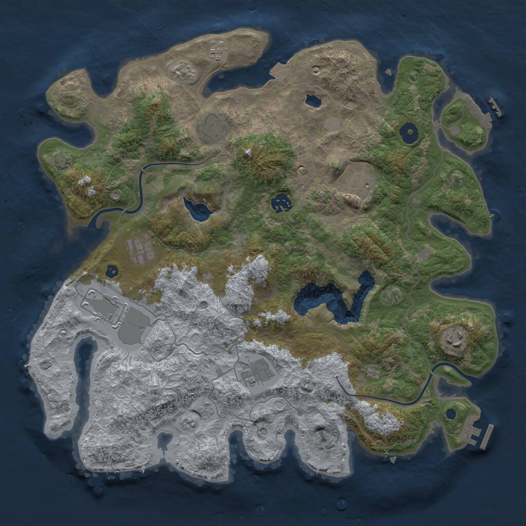 Rust Map: Procedural Map, Size: 4000, Seed: 1138890809, 14 Monuments