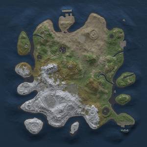 Thumbnail Rust Map: Procedural Map, Size: 3000, Seed: 1938977363, 9 Monuments