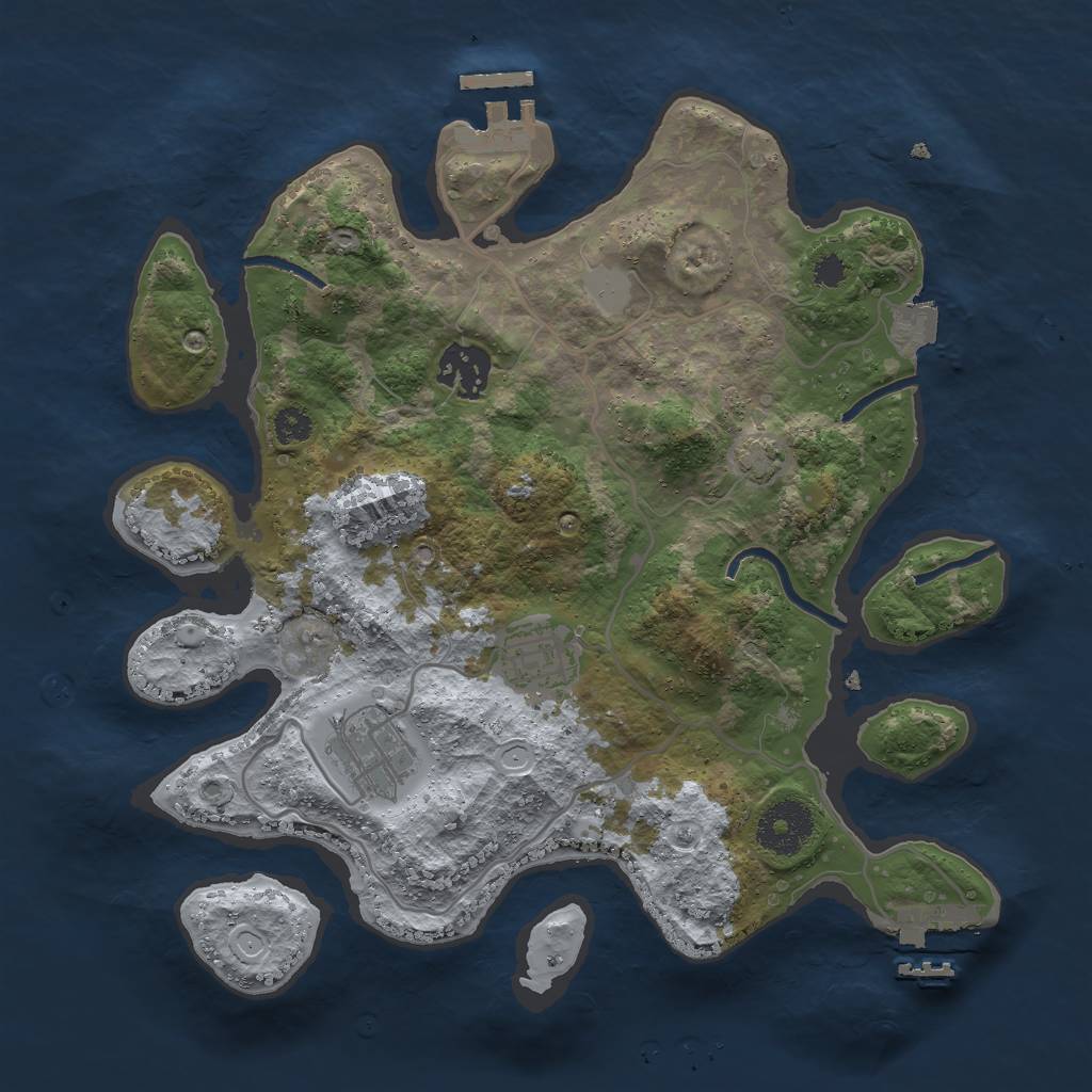 Rust Map: Procedural Map, Size: 3000, Seed: 1938977363, 9 Monuments